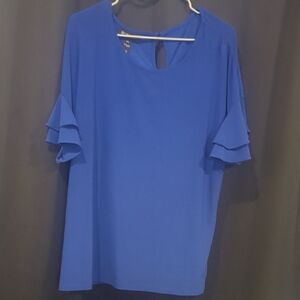 INC International Concepts Royal Blue Ruffle Sleeve Tunic